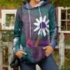 Lily | Purple & Teal Floral Pocket Hoodie - Women