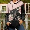 Lily | Black & Rose Floral Pocket Hoodie - Plus