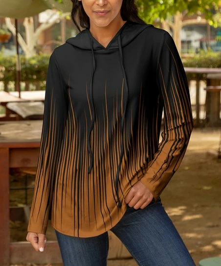 Lily | Brown & Black Abstract Ombré Long-Sleeve Hoodie - Women & Plus 1 Lily | Brown & Black Abstract Ombré Long-Sleeve Hoodie - Women & Plus