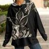 Lily | Black & White Floral Pullover Hoodie - Plus