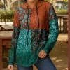 Lily | Turquoise & Orange Floral Patchwork Long-Sleeve Hoodie - Women & Plus
