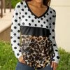 Lily | Black & Gray Polka Dot Leopard V-Neck Tunic - Plus