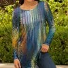 Lily | Navy Multicolor Abstract Crewneck Tunic - Plus
