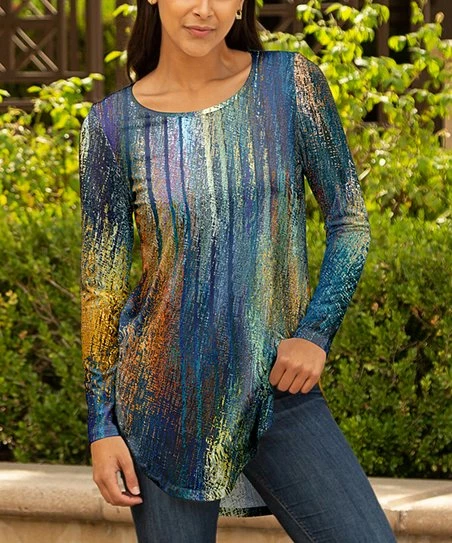 Lily | Navy Multicolor Abstract Crewneck Tunic - Plus 1 Lily | Navy Multicolor Abstract Crewneck Tunic - Plus