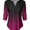 Lily | Pink & Black Abstract Ombré Notch-Neck Top - Plus
