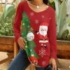 Lily | Red & Green Santa Long-Sleeve Scoop Neck Tunic - Women & Plus