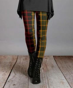 Lily | Red & Gold Plaid Leggings - Women
