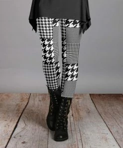 Lily | Black Houndstooth Leggings - Plus