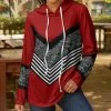 Lily | Red & White Chevron Long-Sleeve Hoodie - Women & Plus