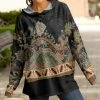Lily | Black & Beige Paisley Pullover Hoodie - Plus