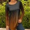 Lily | Black & Brown Abstract Ombré Crewneck Tunic - Women