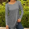 Lily | Gray & White Polka Dot Stripe Crewneck Tunic - Plus
