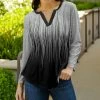 Lily | Black & Gray Abstract Ombré Notch-Neck Top - Women