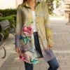Lily | Yellow & Gray Floral Collared Button-Up Longline Shacket - Women & Plus