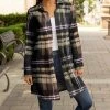 Lily | Black & Cream Plaid Collared Button-Up Longline Shacket - Women