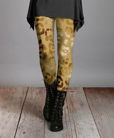 Lily | Goldtone Leopard Leggings - Women 1 Lily | Goldtone Leopard Leggings - Women