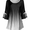 Lily | Black & White Abstract Ombré Bow-Accent Three-Quarter Sleeve Tunic - Women & Plus