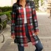 Lily | Black & Red Plaid Collared Button-Up Longline Shacket - Women & Plus