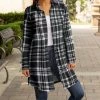 Lily | Black & White Plaid Collared Button-Up Longline Shacket - Plus