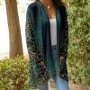 Lily | Navy & Beige Abstract Cheetah Pocket Open Cardigan - Plus