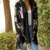 Lily | Black & Pink Floral Pocket Open Cardigan - Women & Plus