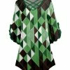 Lily | Brown & Green Geometric Ruffle-Accent Strappy V-Neck Tunic - Women