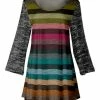 Lily | Gray & Blue Abstract Stripe Long-Sleeve Scoop Neck Tunic - Women & Plus