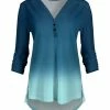 Lily | Navy & Aqua Ombré Button-Accent V-Neck Tunic - Women & Plus