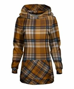 Lily | Brown & Blue Plaid Hoodie - Plus
