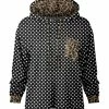 Lily | Black Leopard & Dot Chest-Pocket Drawstring Hoodie - Plus