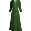 Lily | Green & Black Cheetah Collared Button-Front Maxi Dress - Women