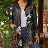 Lily | Gray & Orange Floral Pocket Hooded Cardigan - Women