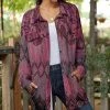 Lily | Fuchsia & Purple Floral Swirl Pocket Velvet Button-Up Shacket - Women & Plus