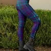 Lily | Purple & Turquoise Plaid Button-Accent Leggings - Plus