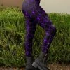 Lily | Purple & Black Heart Button-Accent Leggings - Plus