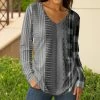 Lily | Gray & White Stripe Plaid V-Neck Long-Sleeve Tunic - Women
