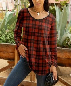 Lily | Black & Red Plaid Scoop Neck Tunic - Women