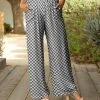 Lily | White & Black Plaid Pocket Wide-Leg Pant - Women