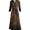 Lily | Black & Brown Floral Lace-Print Maxi Shirt Dress - Women & Plus