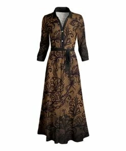 Lily | Black & Brown Floral Lace-Print Maxi Shirt Dress - Women & Plus