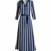 Lily | Navy & White Stripe Maxi Shirt Dress - Plus