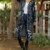 Lily | Dark Blue Leopard Velvet Button-Up Duster - Women