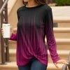 Lily | Black & Pink Abstract Ombré Knot-Accent Crewneck Tunic - Women