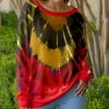 Lily | Red & Goldtone Tie-Dye Boatneck Sweatshirt - Plus