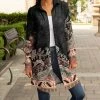 Lily | Black & Pink Paisley Button Shacket - Women