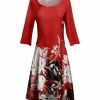 Lily | Red & Black Rose Boatneck A-Line Dress - Women