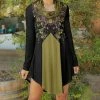 Lily | Black & Green Color Block Floral Cowl Neck Swing Dress - Plus