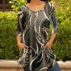 Lily | Black & Brown Abstract Pocket Scoop Neck Tunic - Plus