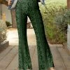 Lily | Black & Green Geometric Flare Pants - Plus