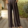 Lily | Mocha & Black Stripe Dot Palazzo Pants - Plus